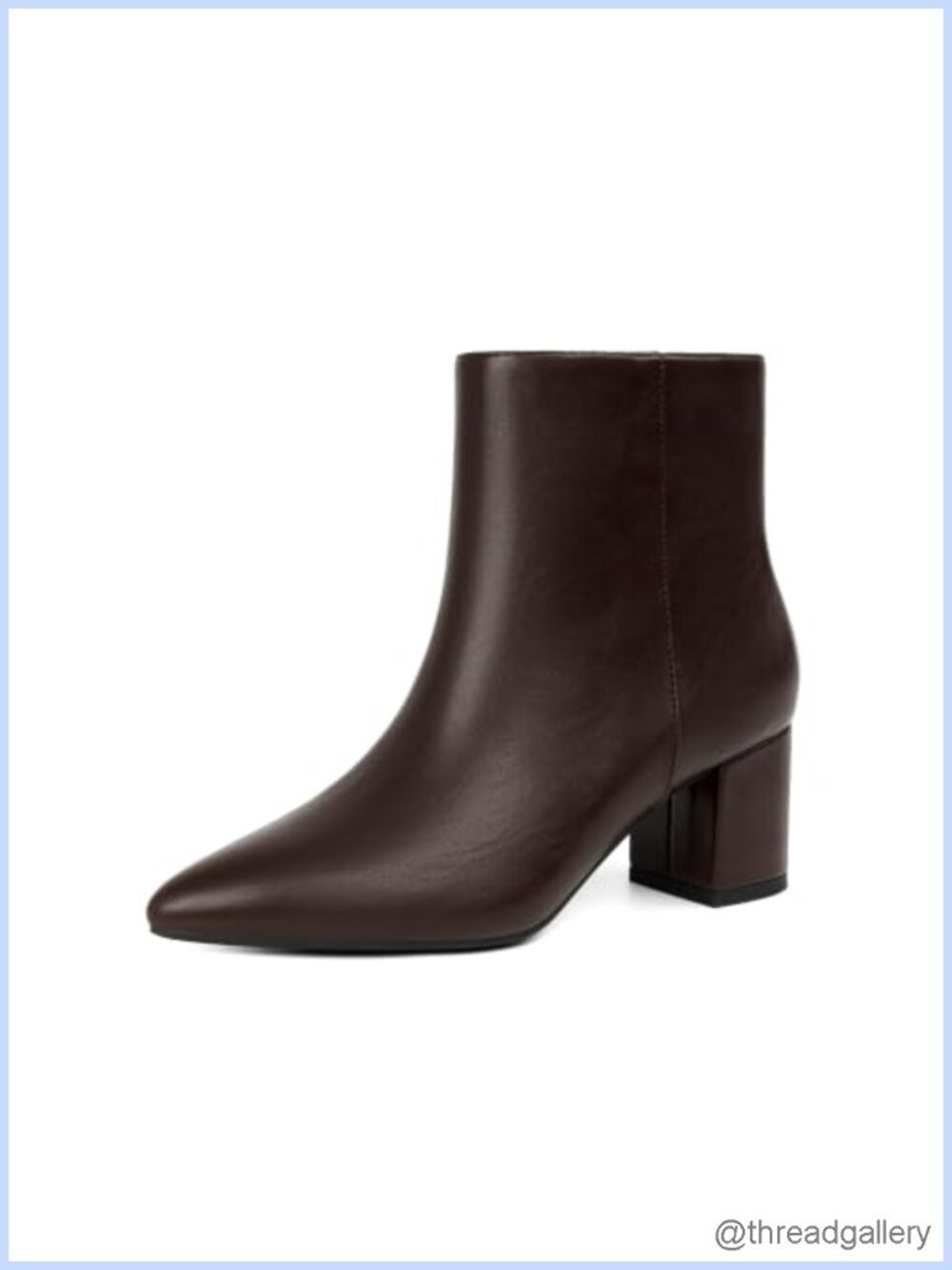 Faux Leather Ankle Boots Pointed Toe Chunky Block Low Heel Short Booties